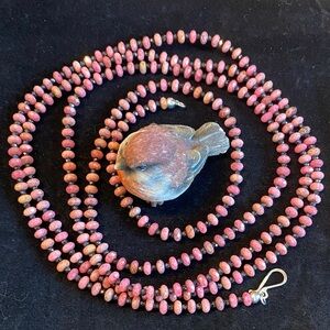 Jay King Rhodonite & Black Spinel 60 Inch Necklace Sterling Silver -DR(138)